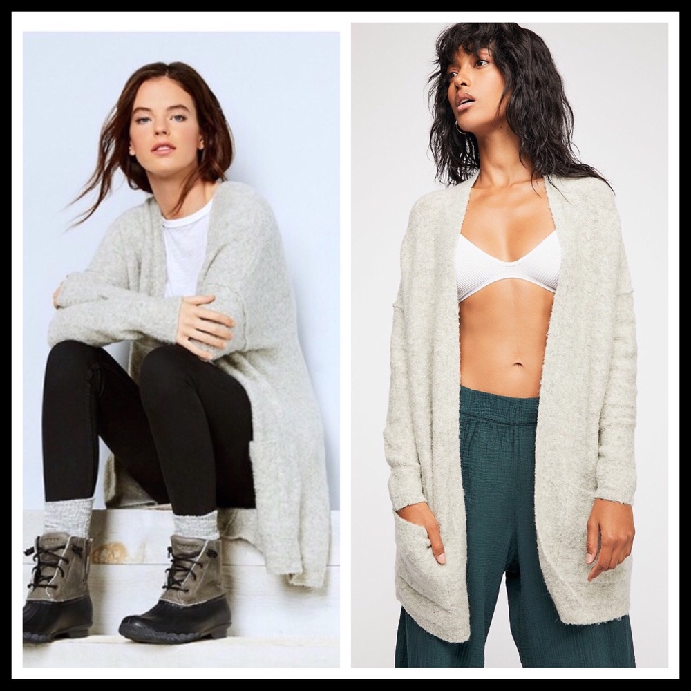 FREE PEOPLE OVERSIZED LONG KNIT POCKETS CARDIGAN - Picture 6 of 8